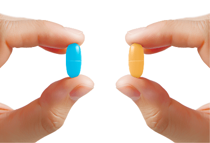 hands + pill